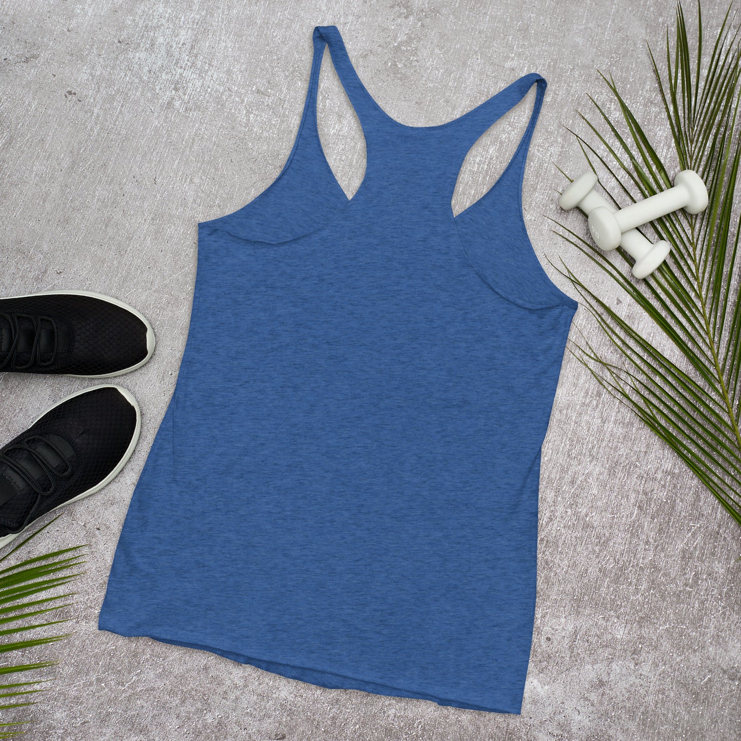 Back of a royal blue racerback tank top featuring bold 'I am the PsycHOTic B*tch Everyone Warned You About' text, edgy design, and soft, lightweight fabric for a flattering fit.